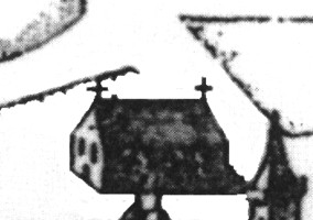 Abb.12 - Ansicht im Stich von Bodenehr [Osten] 1650 mit Blick auf den Westgiebel