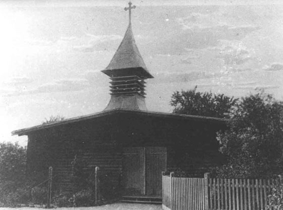 Ansicht der Barackenkirche in der Grünen Strasse 1919