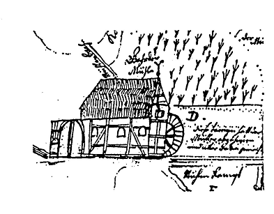 Handskizze Garder Mühle, 1715